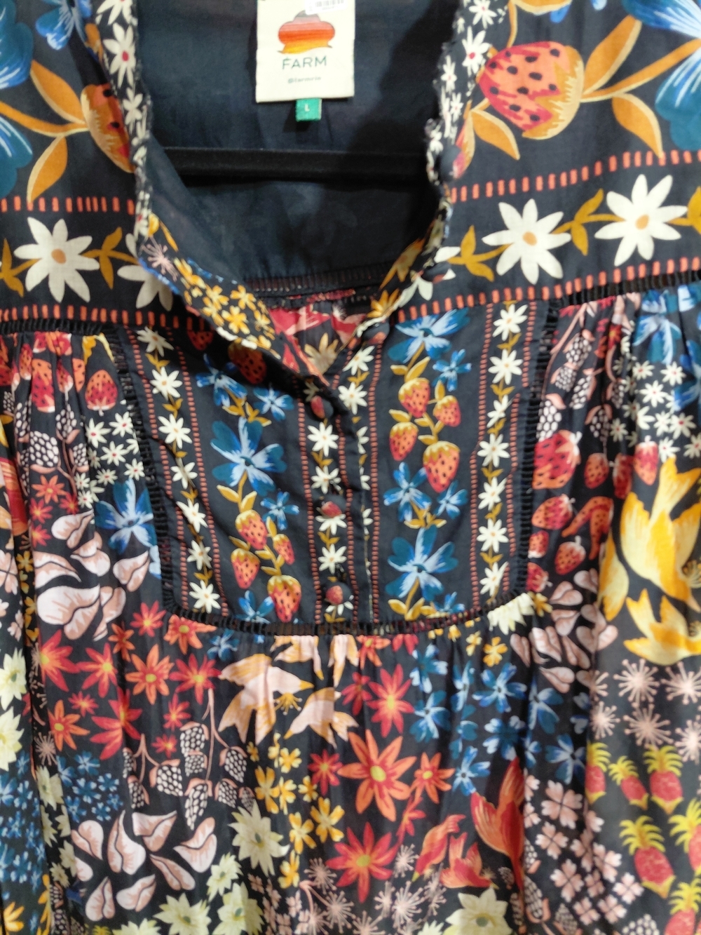 FARM Rio Black Multi Floral Patchwork Blouse - Picture 3 of 6